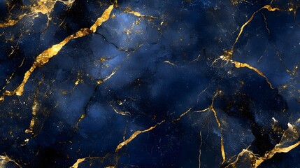 Leinwandbilder - Luxurious Cracked Blue and Gold Marble Abstract Texture Background with Weathered Vintage Patterns  Grungy Moody and Elegant Aesthetic Perfect for Graphic Design Web Design Packaging or Branding