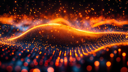 Poster - futuristic visual representation of ai generated sound waves in multimedia production for innovative