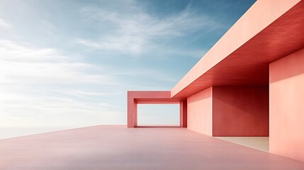 Canvas Print - Minimalist Pink Architecture Building Exterior Modern Design