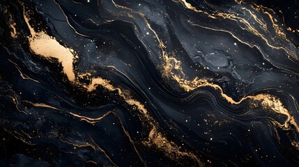 Poster - Mesmerizing abstract dark gold marble textured background with glitter and shiny metallic accents  Luxurious elegant and visually striking design perfect for high end branding packaging