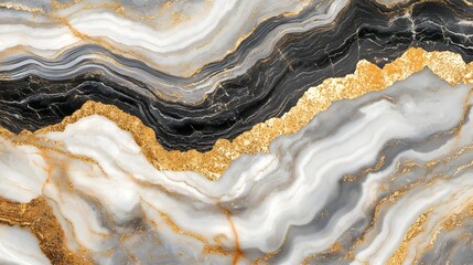 Poster - Mesmerizing abstract marble texture with shimmering golden hues and fluid wave like patterns creating a visually captivating and luxurious background for high end designs branding and projects