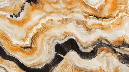 Poster - Mesmerizing Mineral Marble Texture with Swirling Geometric Patterns in Earthy Tones of Brown Beige and Orange  Captivating Abstract Background with Intricate Lines Waves and Fractals for Luxury