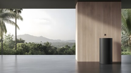 Canvas Print - Serene Minimalist Interior Design with Tropical View