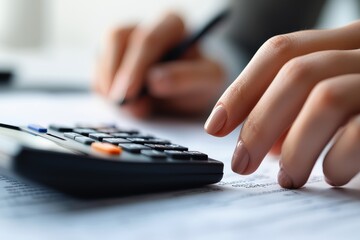 Poster - Hands calculating finances with a calculator