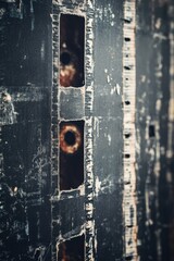 Poster - Abstract Texture of Weathered Dark Metal with Rectangular Openings and Rusting Interior Detailing for Industrial Design