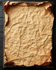 Poster - Textured aged paper on dark wood surface creates a vintage and rustic mood perfect for backgrounds and overlays