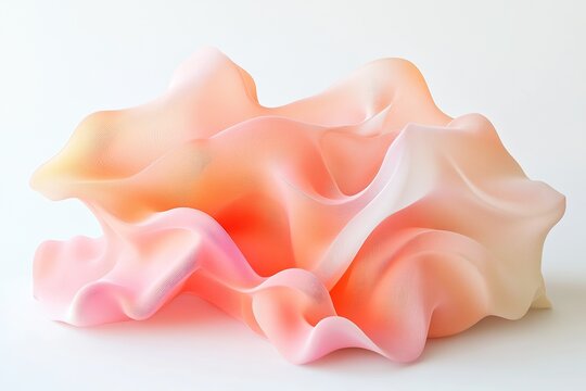 A soft, pink and orange gradient object with fluid shapes, resembling the texture of fabric