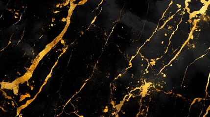 Leinwandbilder - Striking black marble texture with intricate golden veins and dramatic lighting creating a luxurious sophisticated and glamorous aesthetic  This image can be used for a variety of design applications