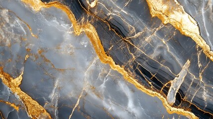 Poster - Stunning abstract background featuring a mesmerizing marble texture with intricate golden veins and fractal patterns