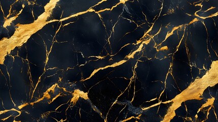 Leinwandbilder - Stunning abstract background with a mesmerizing golden marble texture  This graphic design showcases an intricate pattern of cracks fissures and dimensional elements