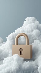 Poster - Cloud with a padlock represents digital security and data protection in online networks and advanced technology solutions