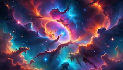 Wall Mural - a colorful cosmic nebula of starry space dust and gas