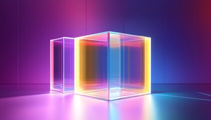 Fototapete - Abstract glass cube background. This abstract image evokes a sense of wonder and mystery.
