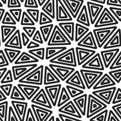 Poster - abstract vector background. multiple repeated inner triangles. large shape size. black and white sty