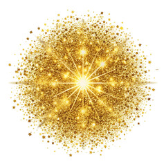 Golden sparkle effect isolated on transparent background  
