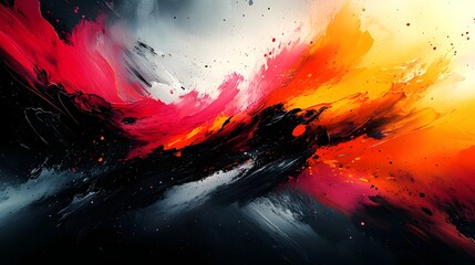 Aufkleber - Vibrant fiery explosion of abstract colorful chaos and dramatic motion  A powerful intense