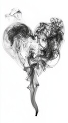 Poster - Ethereal heart formed by swirling smoke against a pristine white backdrop creating a captivating abstract composition with a dreamy mood