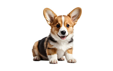 Poster - A cheerful Corgi puppy with short legs and big ears, isolated on a empty plain background