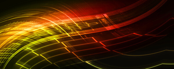 Poster - 2d illustration abstract futuristic electronic circuit technology background