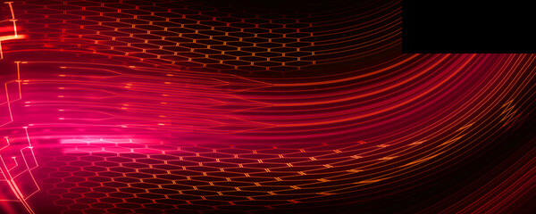 Poster - 2d illustration abstract futuristic electronic circuit technology background