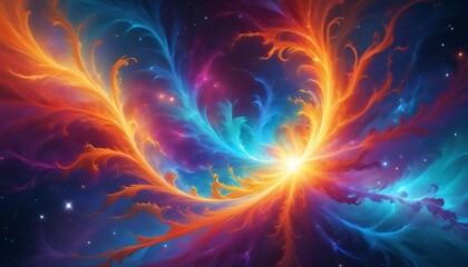 Wall Mural - A swirling cosmic formation bursting with vibrant celestial colors