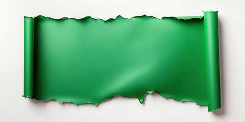 Poster - Torn green paper on a white background, creating a dynamic and vibrant visual effect.
