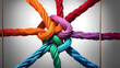 © Jati - A colorful knot of strings is tied together