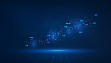 Wall Mural - Business trade analytics line graphs and financial chart investment.Stock market investment trading graph.Financial investment graphs.Stock market business and exchange financial growth graph.