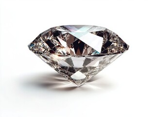 Poster - Captivating Diamond Gemstone Radiating Brilliance on Clean White Backdrop Stock Photo for Luxury Design