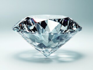 Poster - Exquisite diamond gemstone reflecting light on a soft blue background capturing luxury and brilliance with a high angle shot and clean studio style