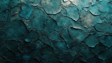Poster - Abstract teal texture background with organic shapes and dark shadows creating a dramatic and artistic surface for design