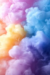 Poster - Ethereal cotton candy cloudscape with pastel hues creating a dreamlike atmosphere perfect for backgrounds and artistic projects