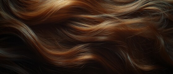 Poster - Luxurious auburn hair with flowing waves and rich texture capturing depth and dimension in a close up beauty shot
