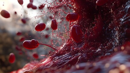 Leinwandbilder - Surreal Crimson Splatter   Dynamic Abstract Digital Art Manipulation with Visceral Fluid Textures and Apocalyptic Vibes
