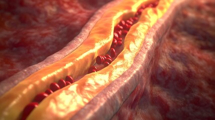 Leinwandbilder - This close up image presents a vibrant abstract representation of cellular anatomy