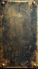 Poster - detailed close up of an aged brass plate with a worn surface and antique rivets creating a vintage a