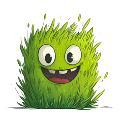 Aufkleber - Cheerful Green Furry Monster with Googly Eyes and Playful Smile