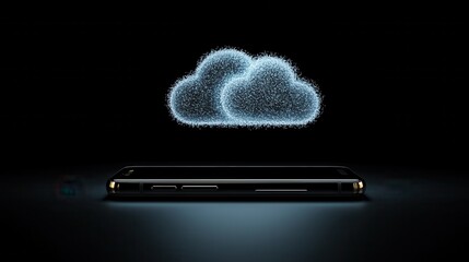 Poster - Real-time holographic display cloud data digital innovation hub technology showcase dark environment futuristic viewpoint