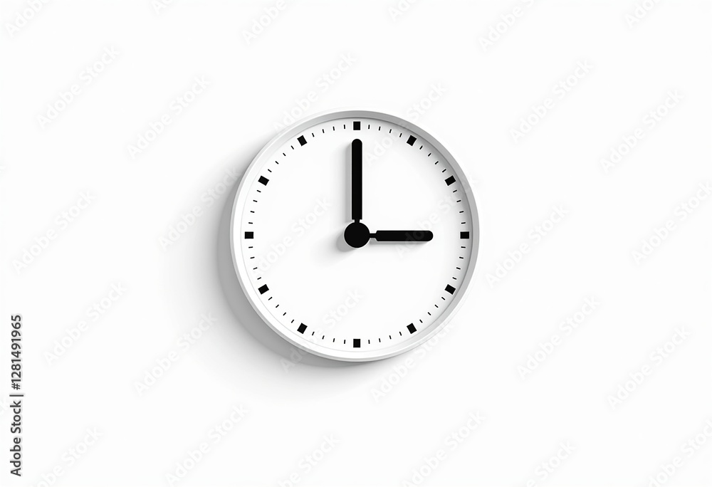 Minimalist Clock Design: A Clean and Simple 2D Vector Illustration of a ...