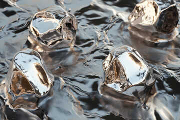 Poster - Lithium texture concept showcasing raw metallic formations. Generative AI