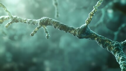 Fototapete - Visually captivating abstract digital showcasing a mesmerizing organic fractal pattern with vibrant colors intricate neural network like structures and a dynamic futuristic aesthetic  This surreal