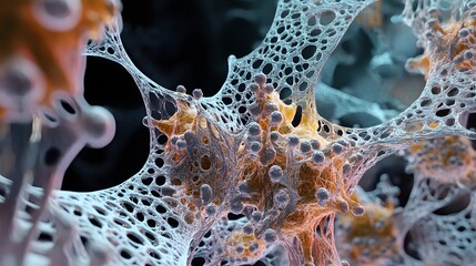 Poster - Visually striking abstract texture and pattern created by a microscopic view of an organic scientific structure or cellular composition