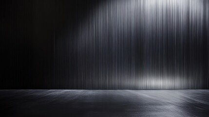 Poster - minimalistic abstract black background with vertical lines and spotlight illumination
