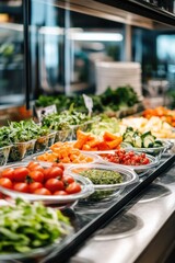 Canvas Print - Variety of salads and vegetables on display for purchase.