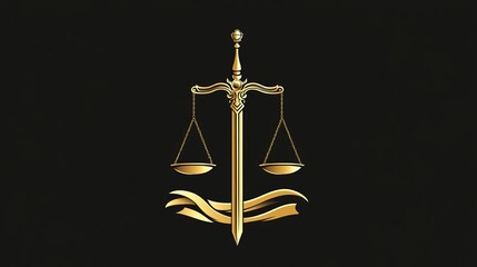 Gold Sword and Scale of Justice: Corporate Lawyer Emblem
