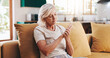 © peopleimages.com - Senior woman, hand pain and arthritis in home, orthopedic joint inflammation and check wrist damage. Muscle, carpal tunnel and elderly person with injury accident, rheumatoid and poor circulation