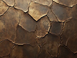 Poster - Abstract bronze texture background with cracked surface and dark edges in close up view for design