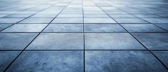 Poster - Elegant gray tile floor pattern creating a modern geometric design with a subtle vanishing point perspective for architectural backgrounds