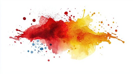 Poster - Colorful watercolor splatter design with vibrant red orange and yellow hues isolated against white backdrop