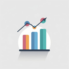 Poster - Business Growth and Analytics – Rising Bar Chart with Upward Trend Arrows – Financial, Market Analysis, Data Visualization, and Success Metrics Icon in Modern 3D Style